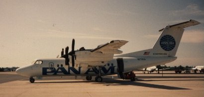 PanAm Express Dash 7 on ground from left.